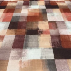 Abstract Plaid (Slub Print) Table Linen in Rust
