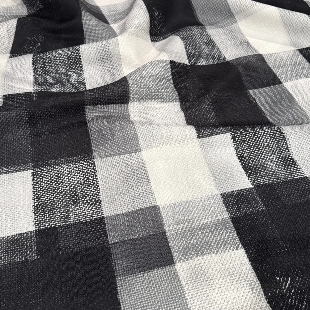 Abstract Plaid (Slub Print) Table Napkin in Black