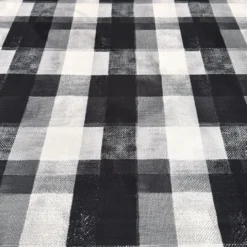 Abstract Plaid (Slub Print) Table Napkin in Black