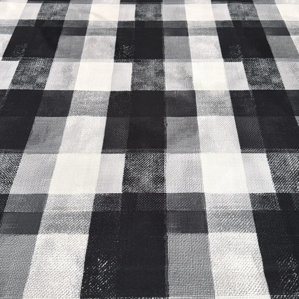 Abstract Plaid (Slub Print) Table Napkin in Black