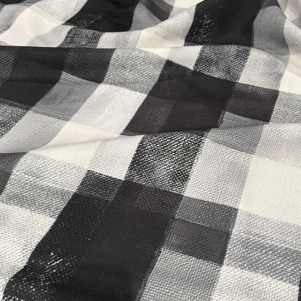Abstract Plaid (Slub Print) Table Napkin in Black