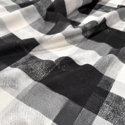 Abstract Plaid (Slub Print) Table Napkin in Black