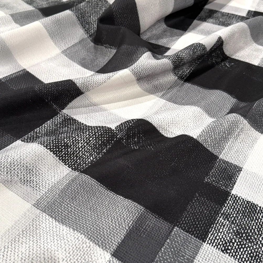 Abstract Plaid (Slub Print) Table Napkin in Black
