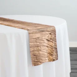 Accordion Taffeta Table Runner in Taupe Gold