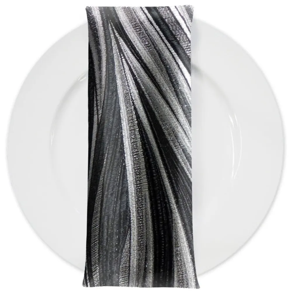 Allure Jacquard Table Napkin in Black and Silver