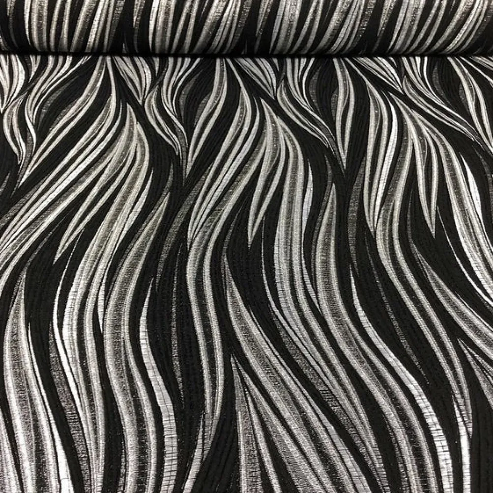 Allure Jacquard Table Napkin in Black and Silver