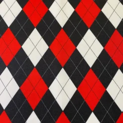 Argyle (Poly Print) Table Linen in Red and Black and White