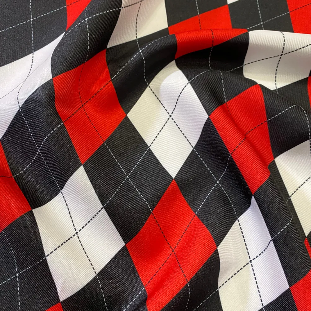 Argyle (Poly Print) Table Napkin in Red Black and White