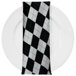 Argyle (Poly Print) Table Napkin in Black and White