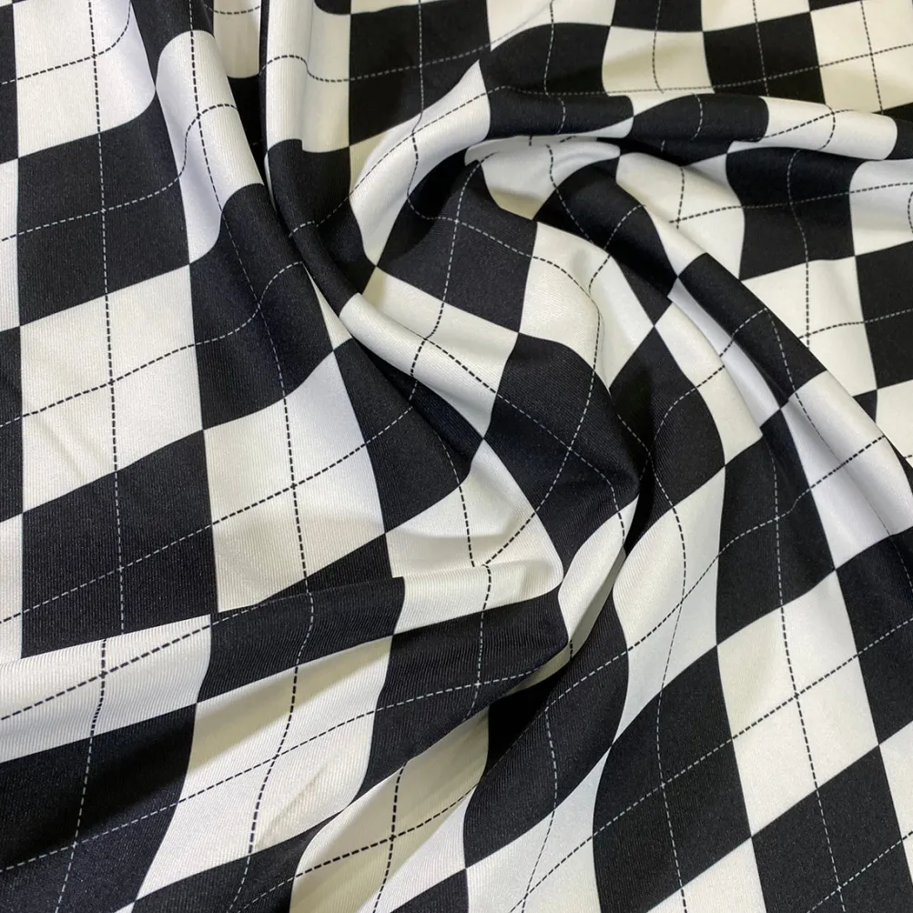 Argyle (Poly Print) Table Runner in Black and White
