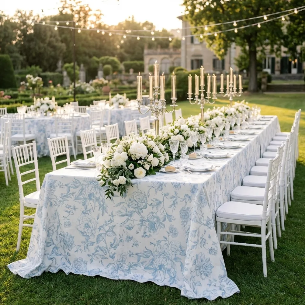 Artistry Bloom (Slub Print) Table Linen in Lt Blue