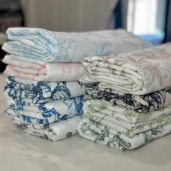 Artistry Bloom (Slub Print) Table Linen in Lt Blue