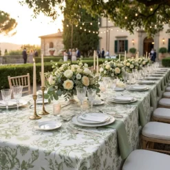 Artistry Bloom (Slub Print) Table Linen in Sage