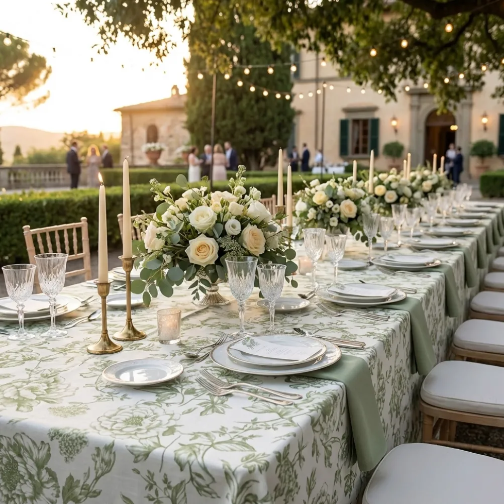 Artistry Bloom (Slub Print) Table Linen in Sage