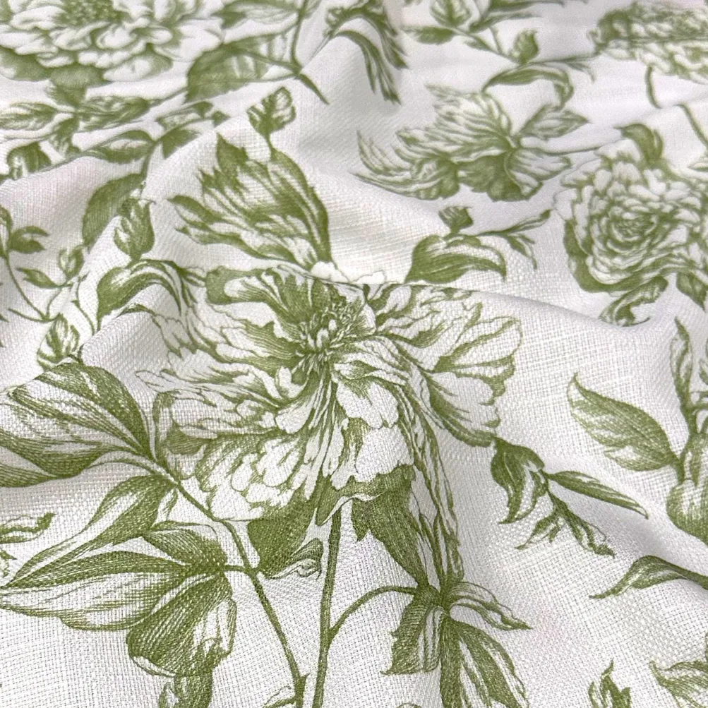Artistry Bloom (Slub Print) Table Linen in Sage