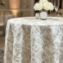 Artistry Bloom (Slub Print) Table Linen in Taupe