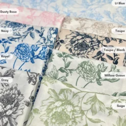 Artistry Bloom (Slub Print) Table Linen in Taupe / Black