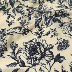 Artistry Bloom (Slub Print) Table Linen in Taupe / Black