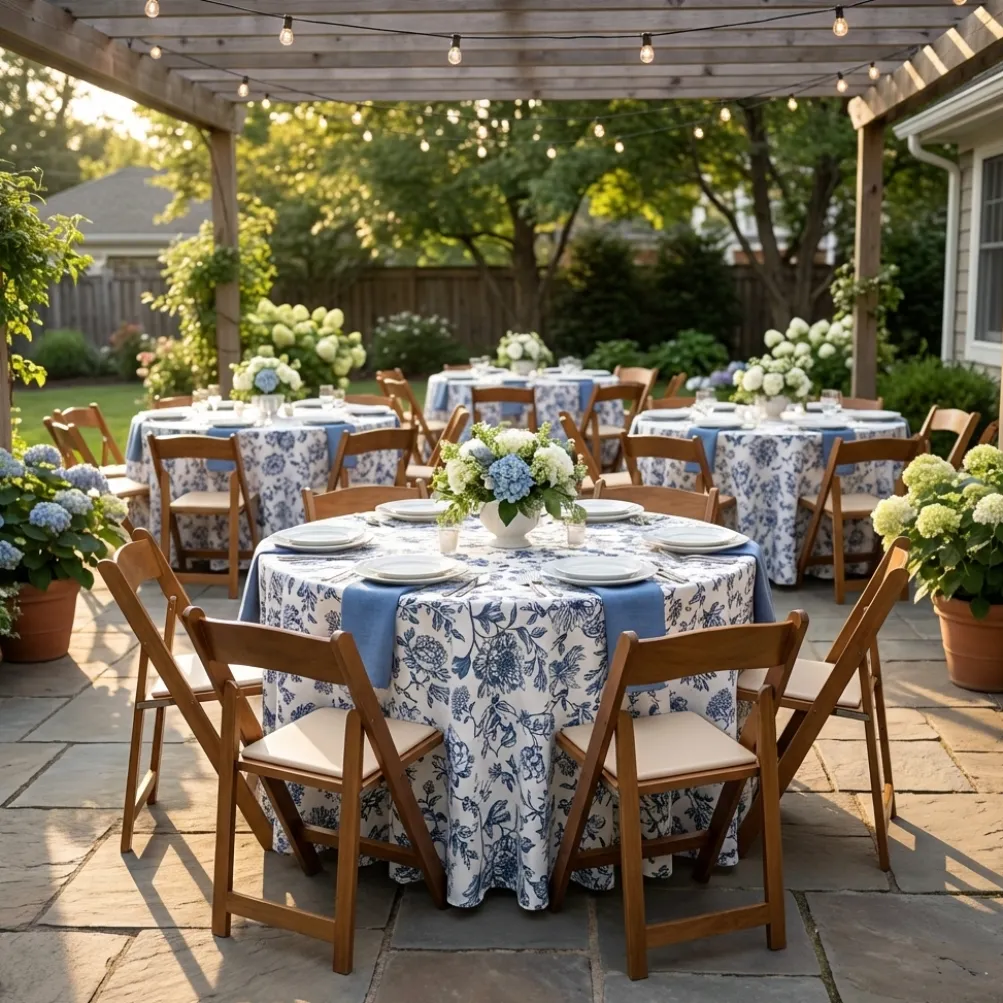 Artistry Bloom (Slub Print) Table Linen in Navy