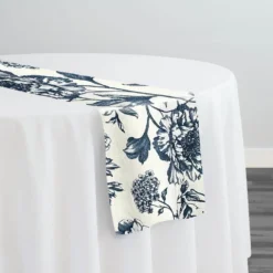 Artistry Bloom (Slub Print) Table Runner in Navy