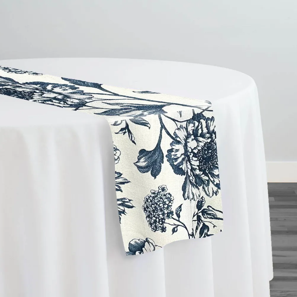 Artistry Bloom (Slub Print) Table Runner in Navy