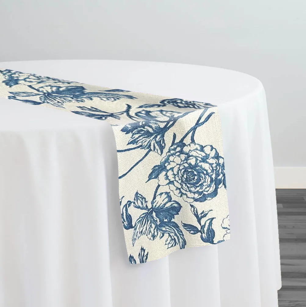 Artistry Bloom (Slub Print) Table Runner in Royal