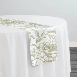 Artistry Bloom (Slub Print) Table Runner in Taupe