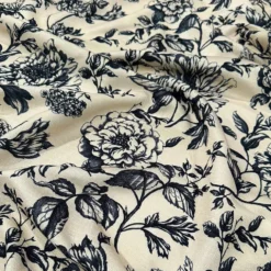 Artistry Bloom (Slub Print) Table Runner in Taupe / Black