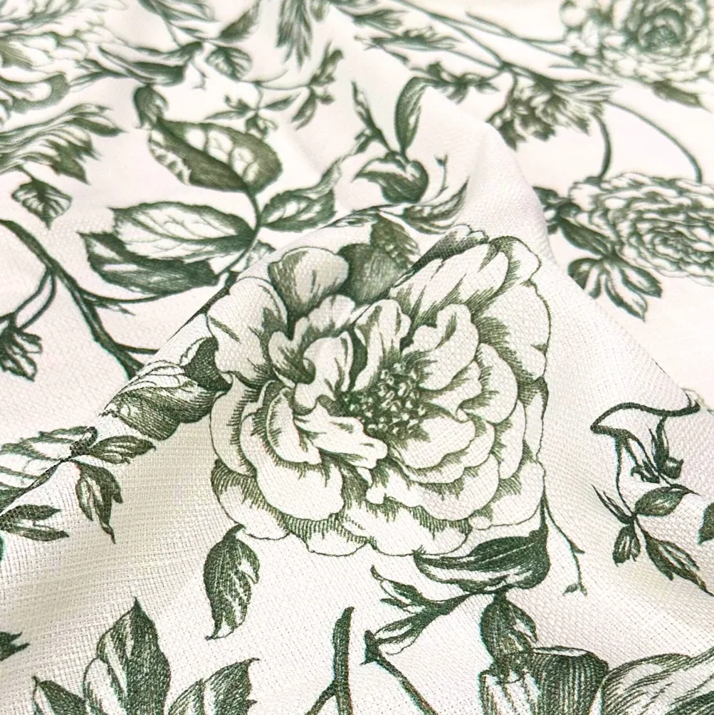 Artistry Bloom (Slub Print) Table Runner in Willow Green