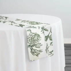 Artistry Bloom (Slub Print) Table Runner in Willow Green
