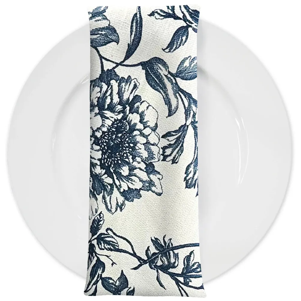 Artistry Bloom (Slub Print) Table Napkin in Navy