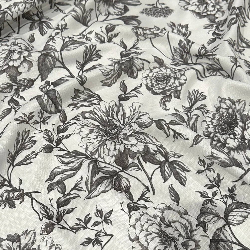 Artistry Bloom (Slub Print) Table Linen in Grey
