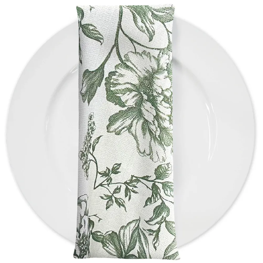 Artistry Bloom (Slub Print) Table Napkin in Willow Green
