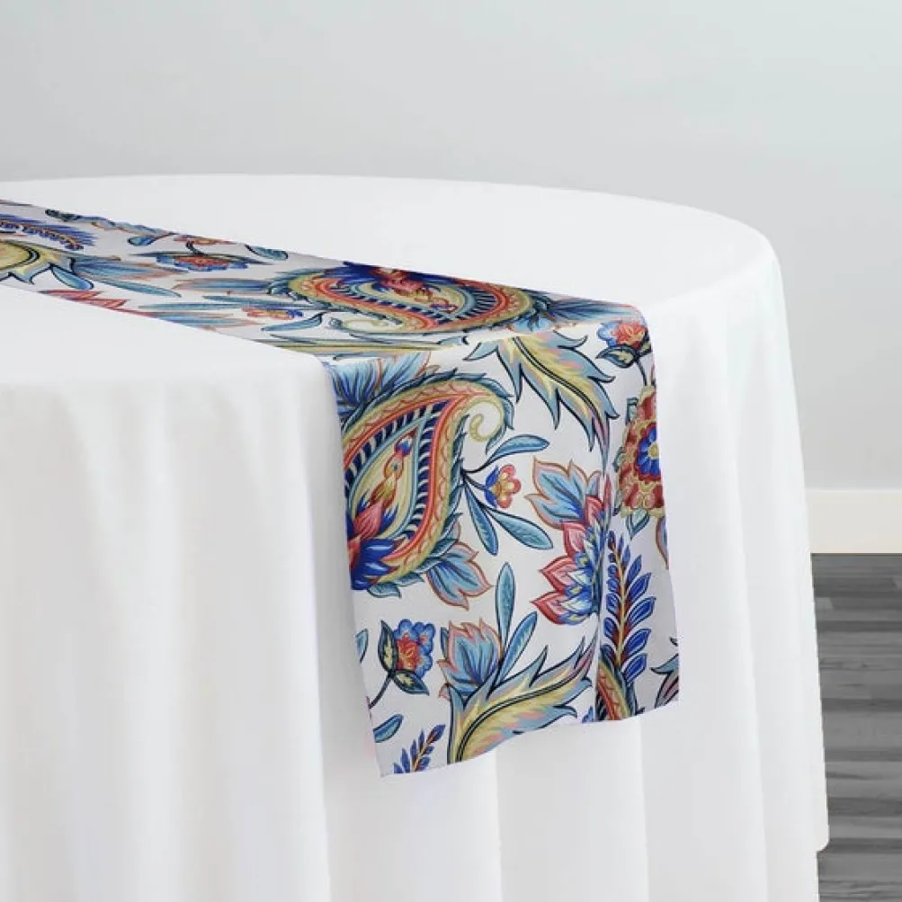 Asian Paisley (Dupioni) Table Runner in Blue