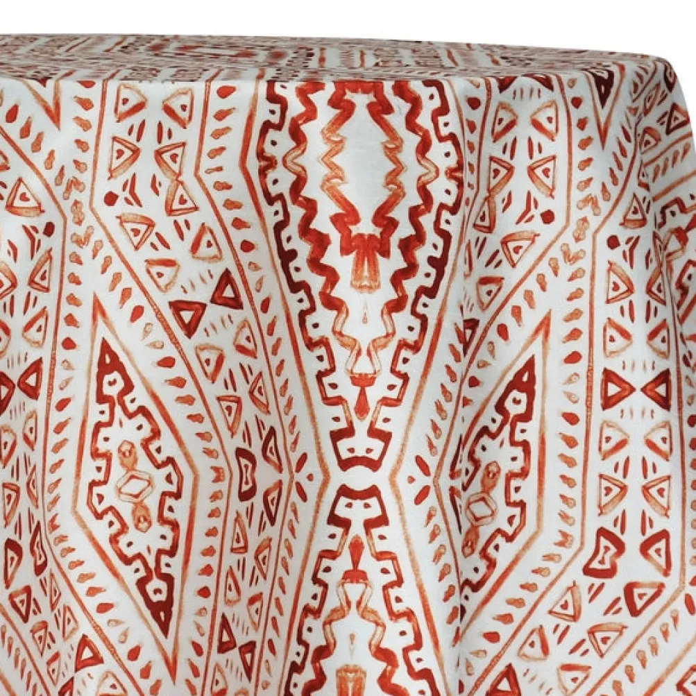 Aztec Print (Dupioni) Table Linen in Orange