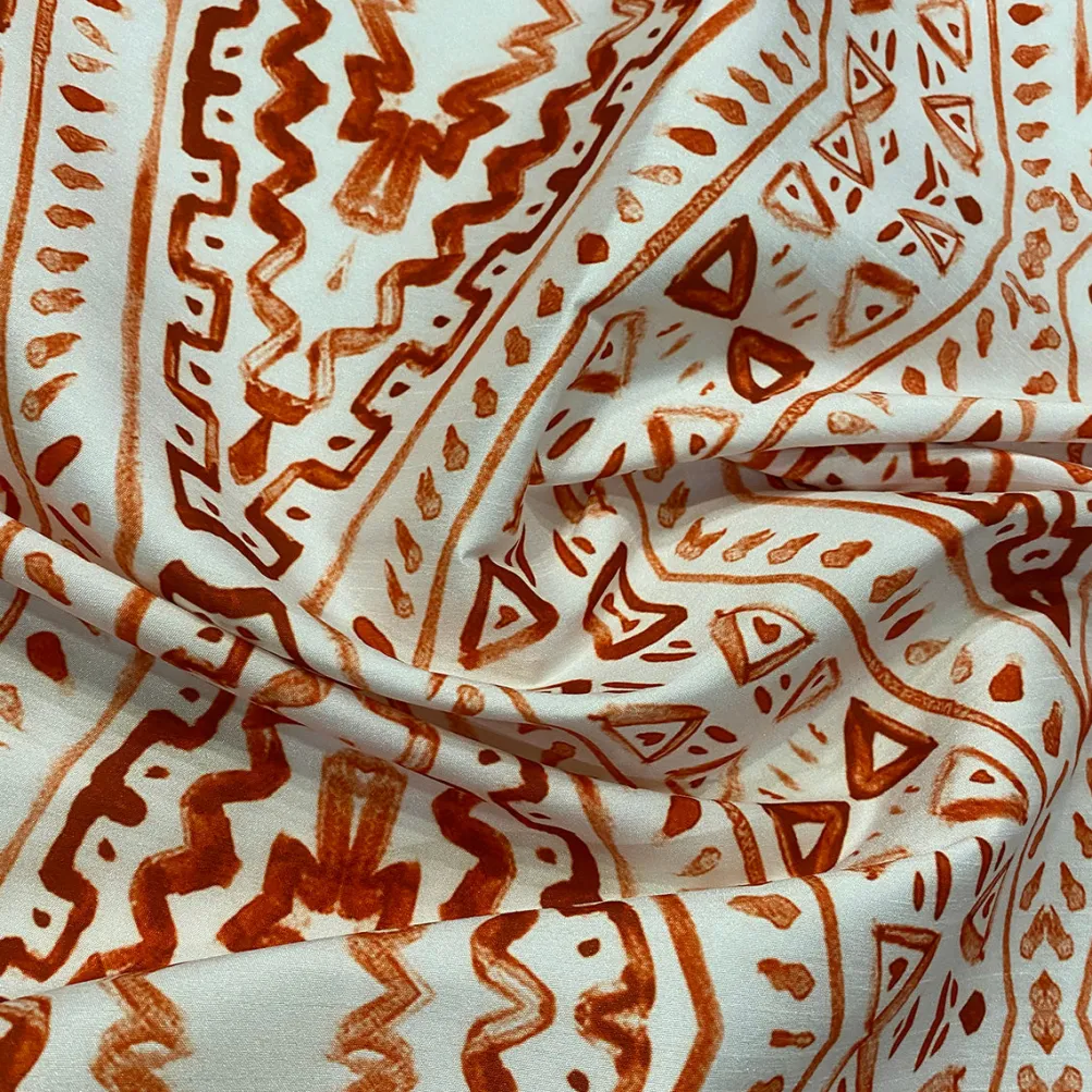 Aztec Print (Dupioni) Table Linen in Orange