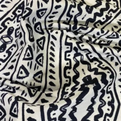 Aztec Print (Dupioni) Table Linen in Black