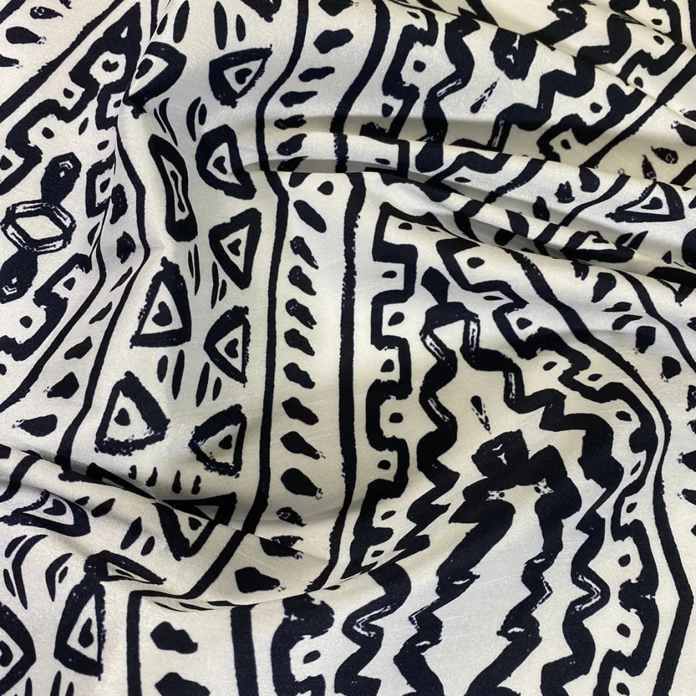 Aztec Print (Dupioni) Table Napkin in Black