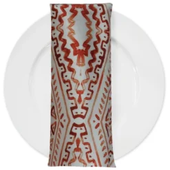 Aztec Print (Dupioni) Table Napkin in Orange