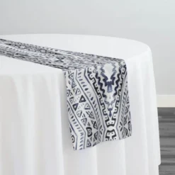 Aztec Print (Dupioni) Table Runner in Steel Blue
