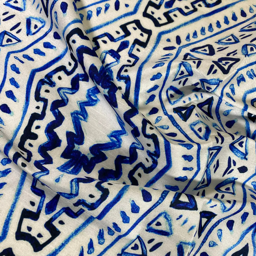 Aztec Print (Dupioni) Table Runner in Royal
