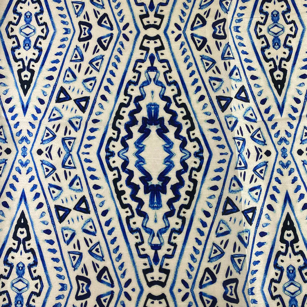 Aztec Print (Dupioni) Table Runner in Royal