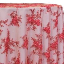 Baby Rose Embroidery Table Linen in Coral