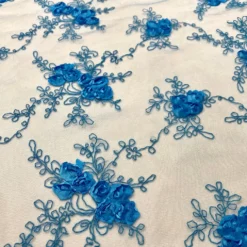 Baby Rose Embroidery Table Linen in Turquoise