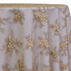 Baby Rose Embroidery Table Linen in Champagne