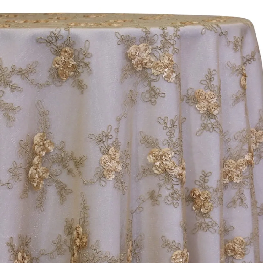 Baby Rose Embroidery Table Linen in Champagne