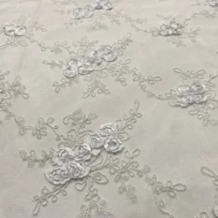 Baby Rose Embroidery Table Runner in White