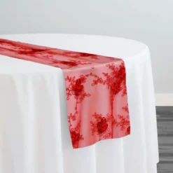 Baby Rose Embroidery Table Runner in Red