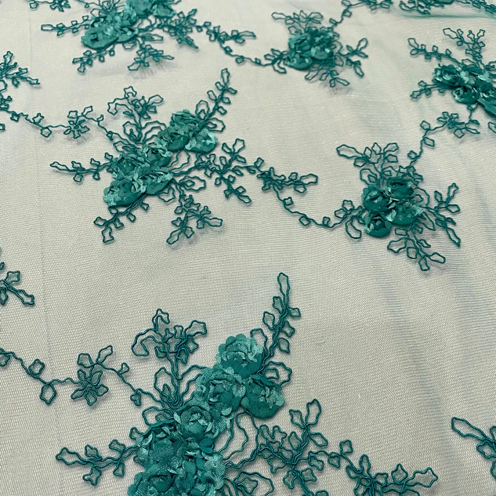 Baby Rose Embroidery Table Runner in Jade