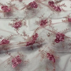 Baby Rose Embroidery Table Runner in Dusty Rose
